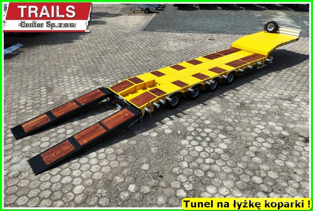 Mega Lowbed 4 axle, DMC 66,0 T, hydraulic ramps, PTO Diepladers