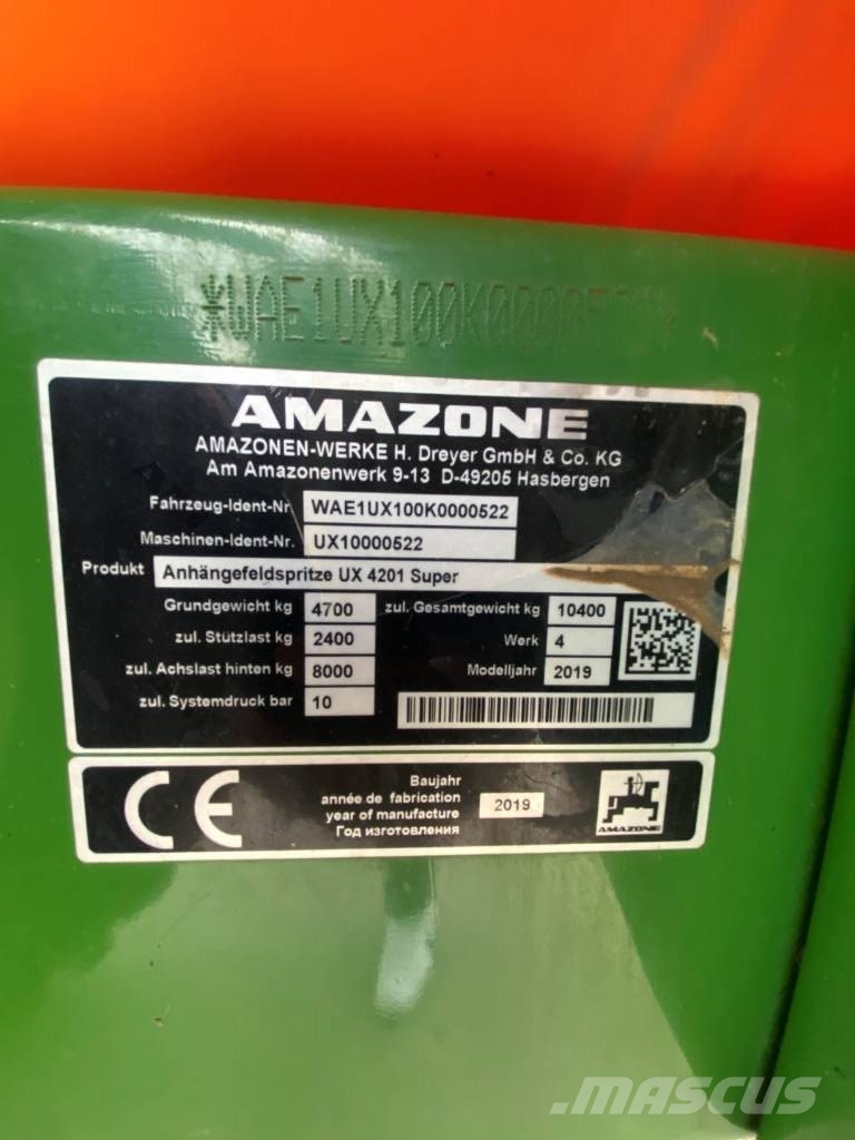 Amazone UX 4201 Super Hinattavat ruiskut