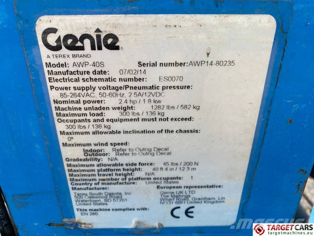 Genie AWP-40S Vertical Mast Work Lift 1429cm Vertikaalsed mast tõstukid