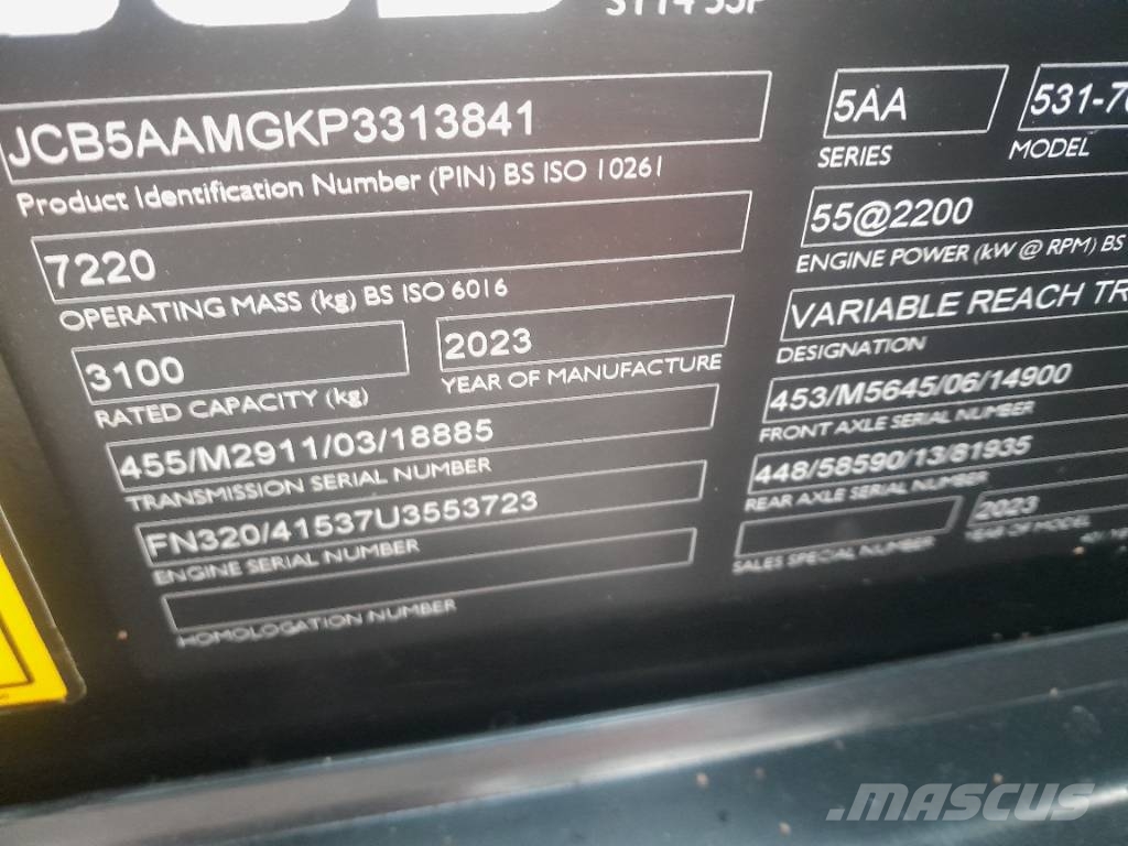 JCB 531-70 Телескопични товарачи за селското стопанство