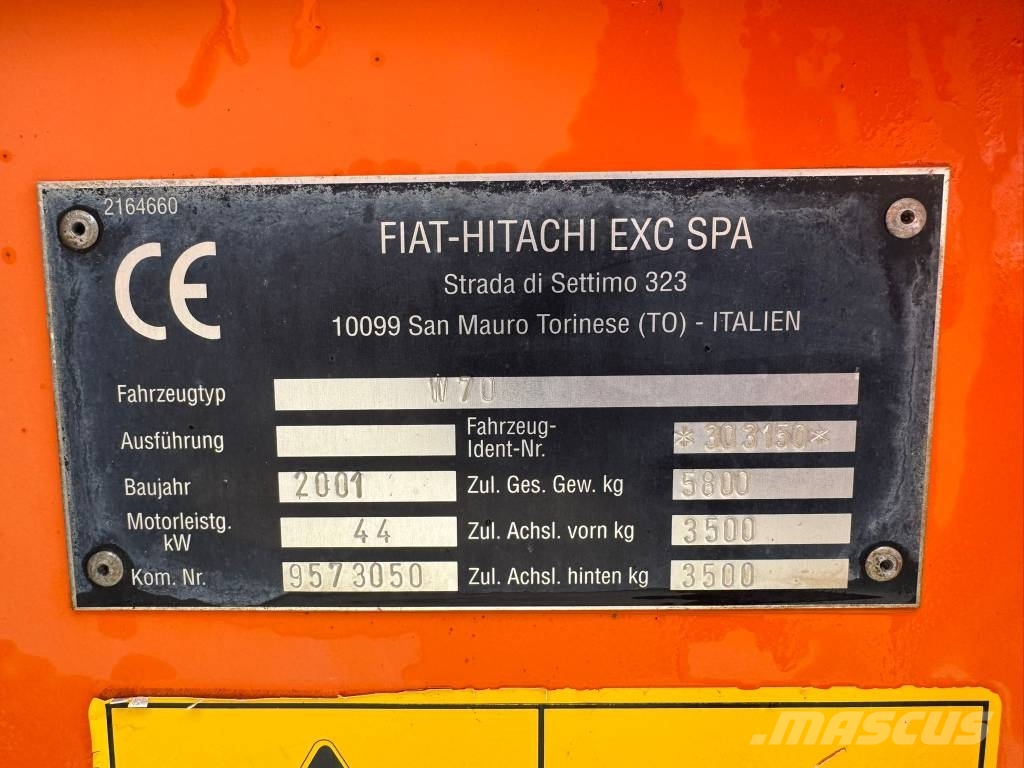 Fiat-Hitachi W70 **BJ. 2001 * 6048H/SW/Gabel ** Wielladers