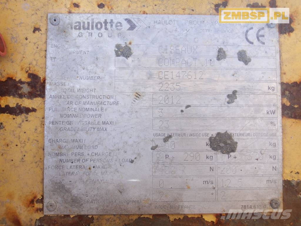 Haulotte Compact 10 Škarjaste dvižne ploščadi