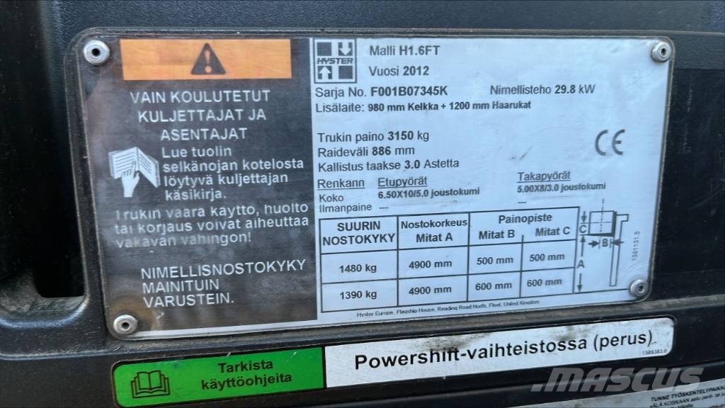 Hyster H 1.6 FT LPG forklifts