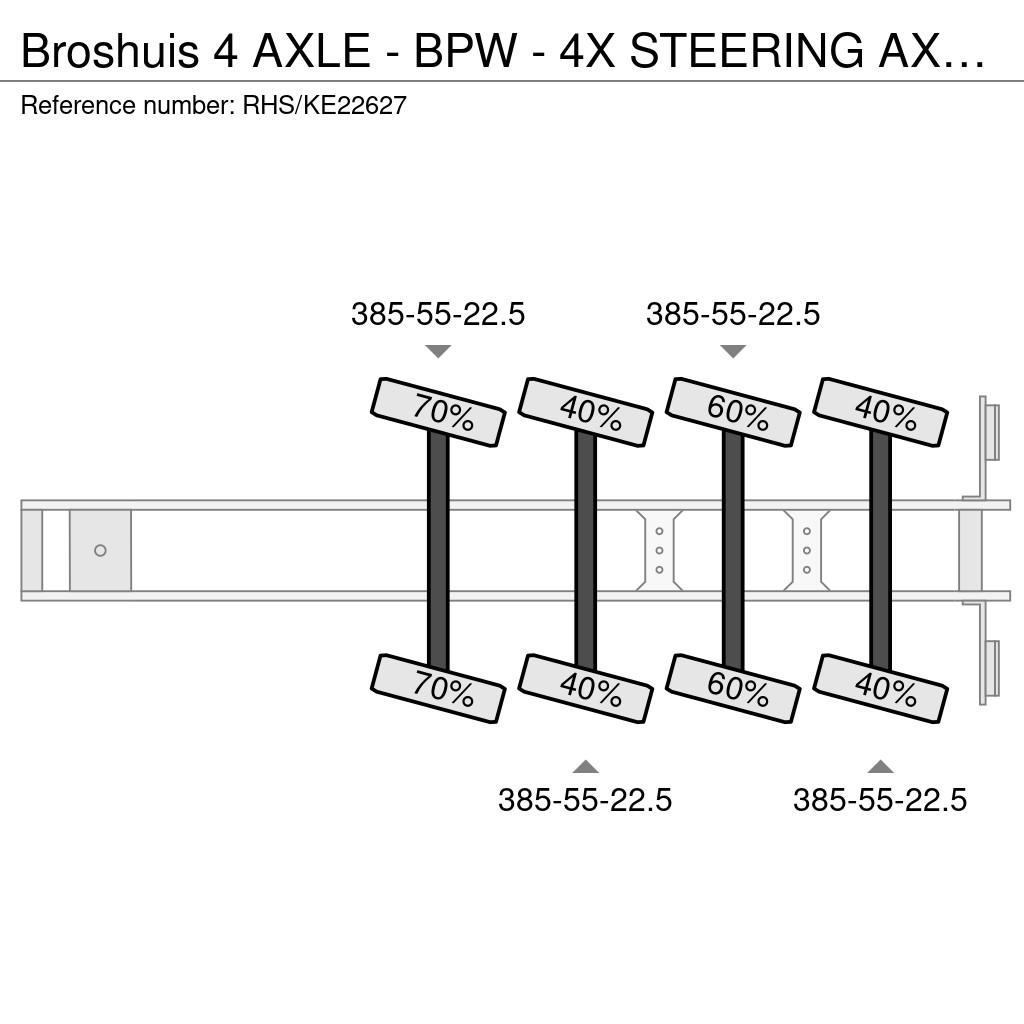 Broshuis 4 AXLE - BPW - 4X STEERING AXLE - DOUBLE EXTENDABL Flatbed/Dropside semi-trailers