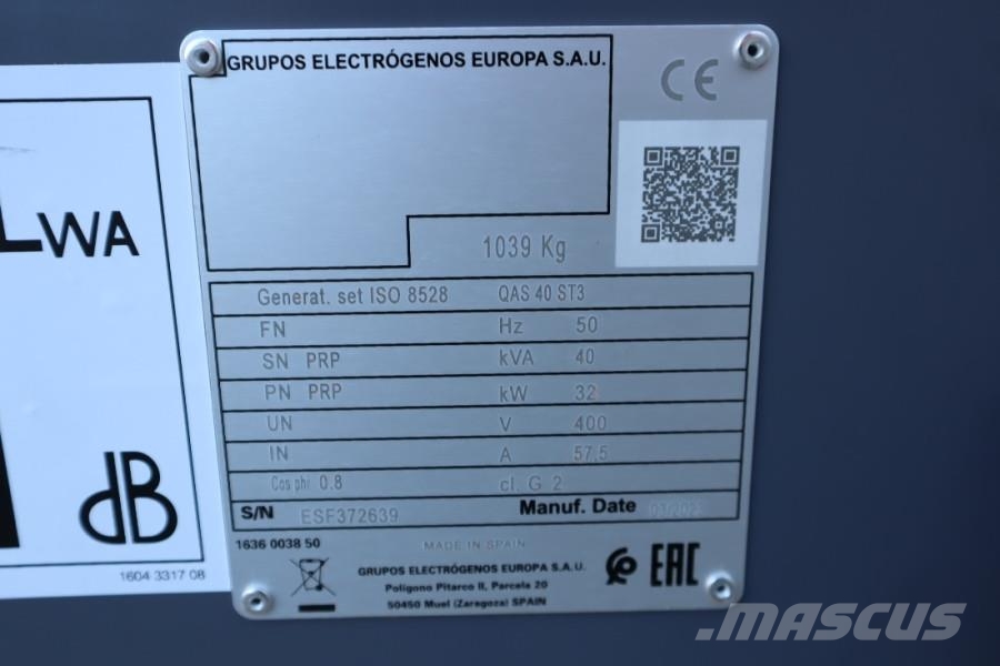 Atlas Copco QAS 40 ST3 Valid inspection, Diesel, 40 kVA Generadores diésel