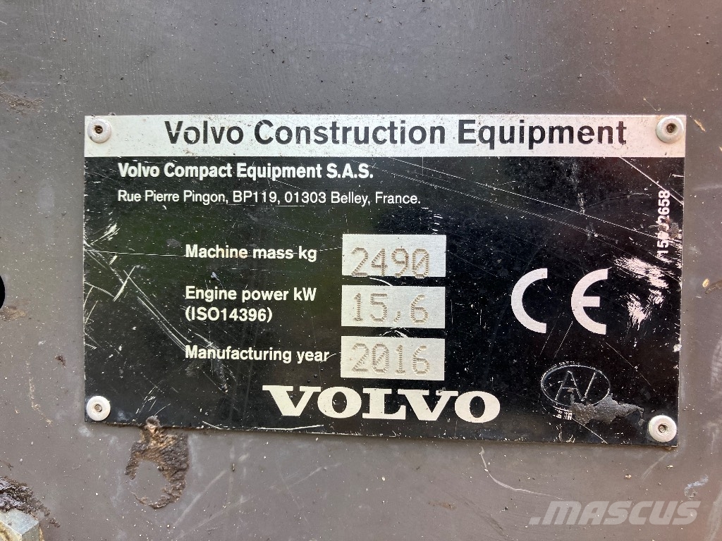 Volvo ECR 25 D minigraver | 3490 u | 3 bakken | حفارات صغيرة أقل من 7 طن (حفارات صغيرة)