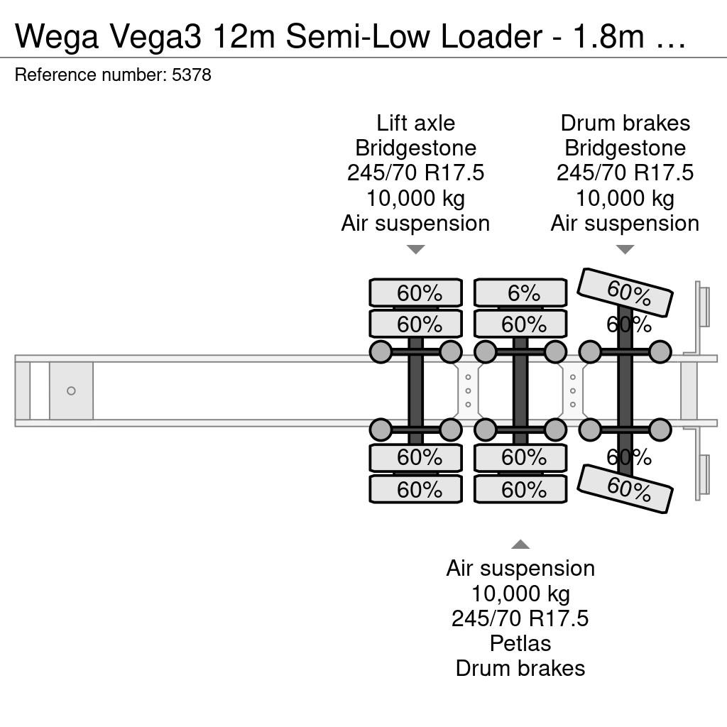  Wega Vega3 12m Semi-Low Loader - 1.8m Extendable - Zemie treileri