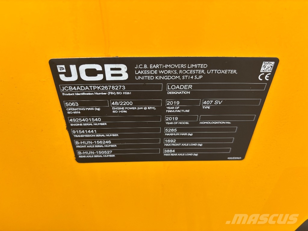 JCB 407 / Huippu varusteet, Stage V Cargadoras sobre ruedas