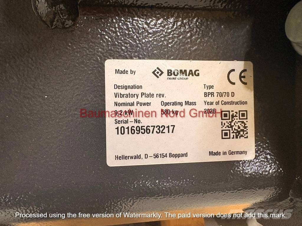 Bomag BPR 70/70 D NEU دكاكات أفقية