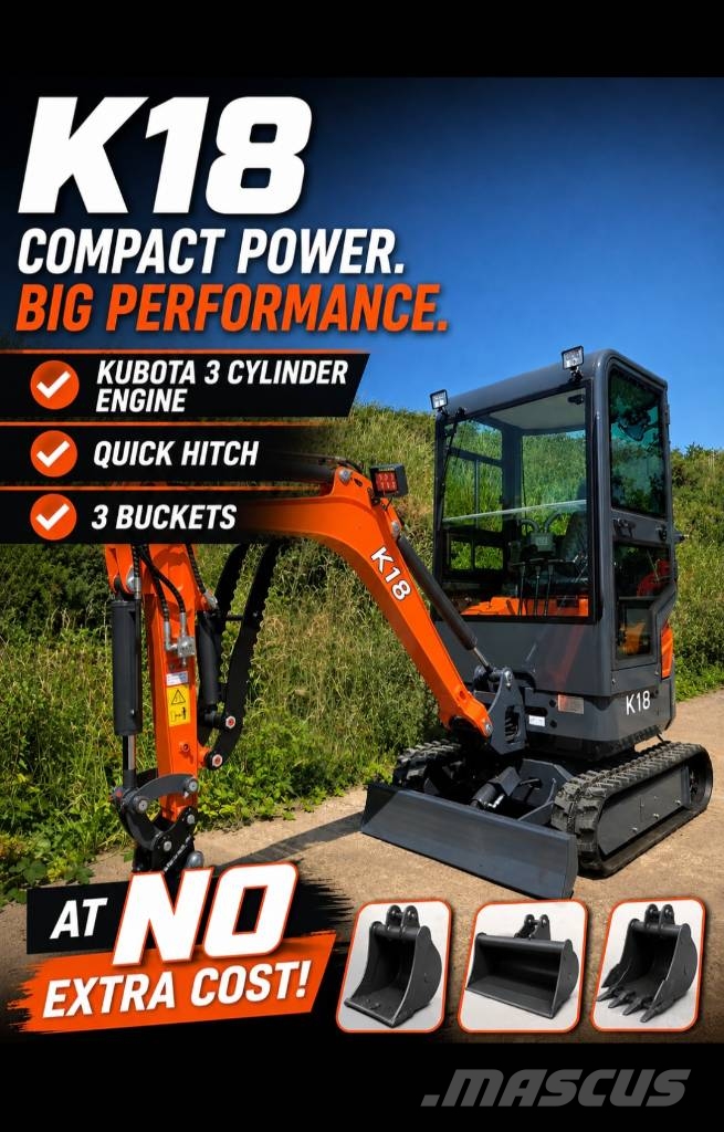 KGX K18 Kubota Powered 1.8ton Minigraafmachines < 7t