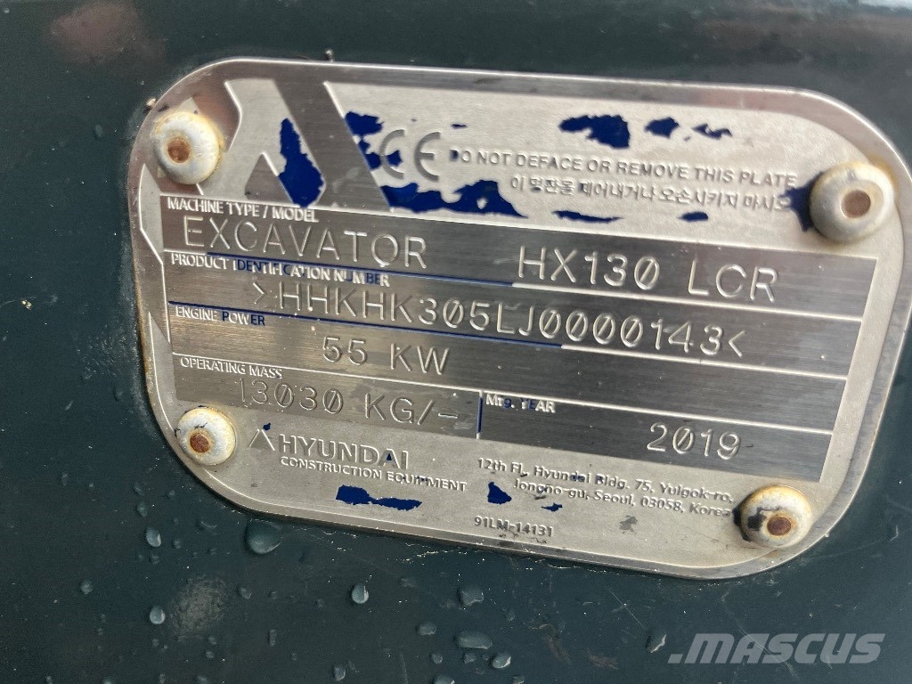 Hyundai HX130LCR Kāpurķēžu ekskavatori