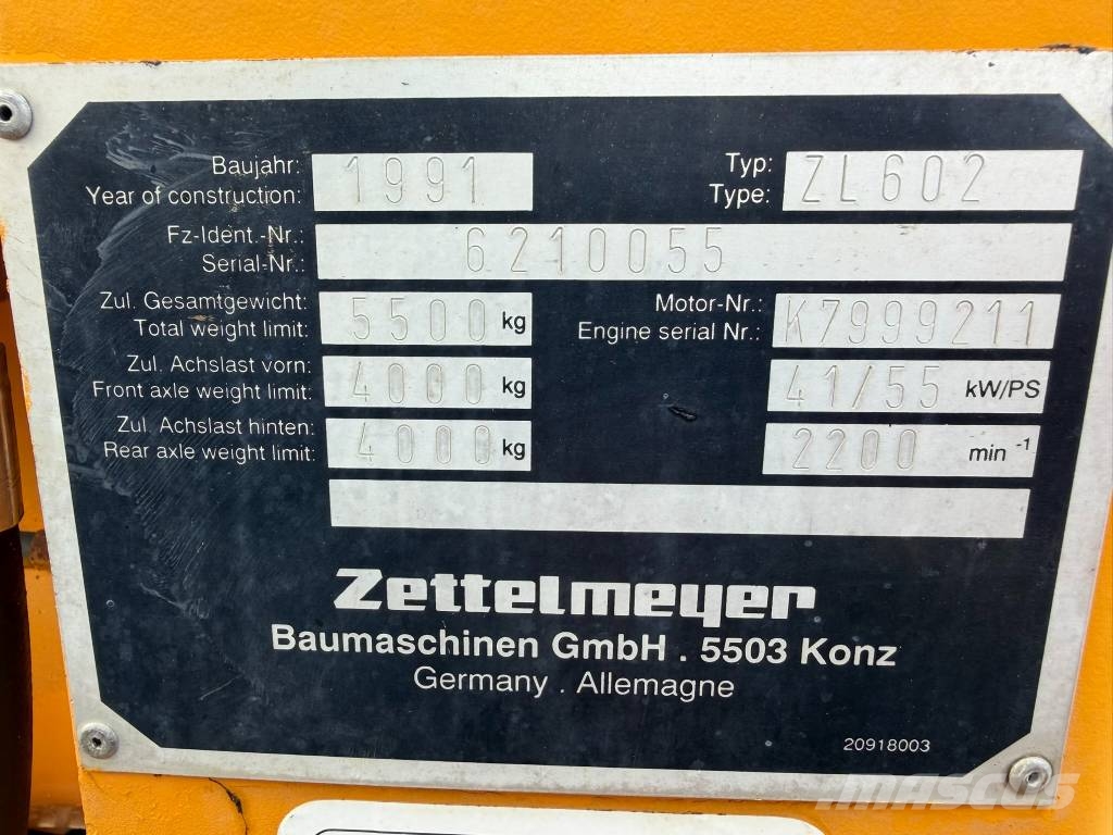 Zettelmeyer ZL 602 لوادر بعجل