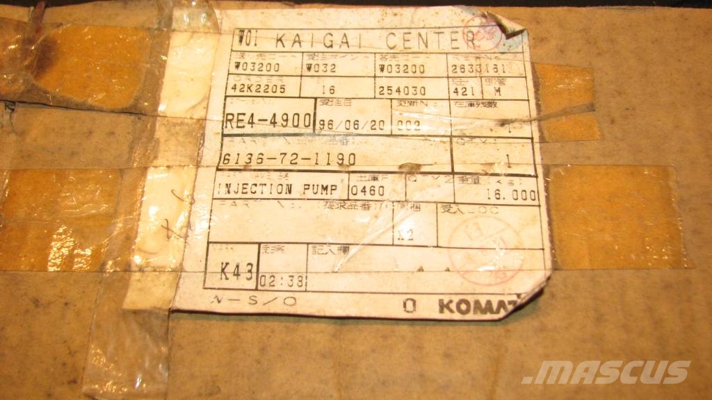 Komatsu ZEXEL INJECTION FUEL PUMP 101605-3740 Būvniecība- Citi