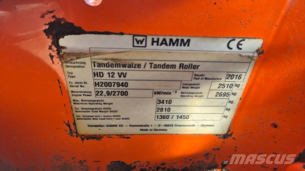 Hamm HD 12 VV - 2016 YEAR - 925 WORKING HOURS Porinių būgnų volai