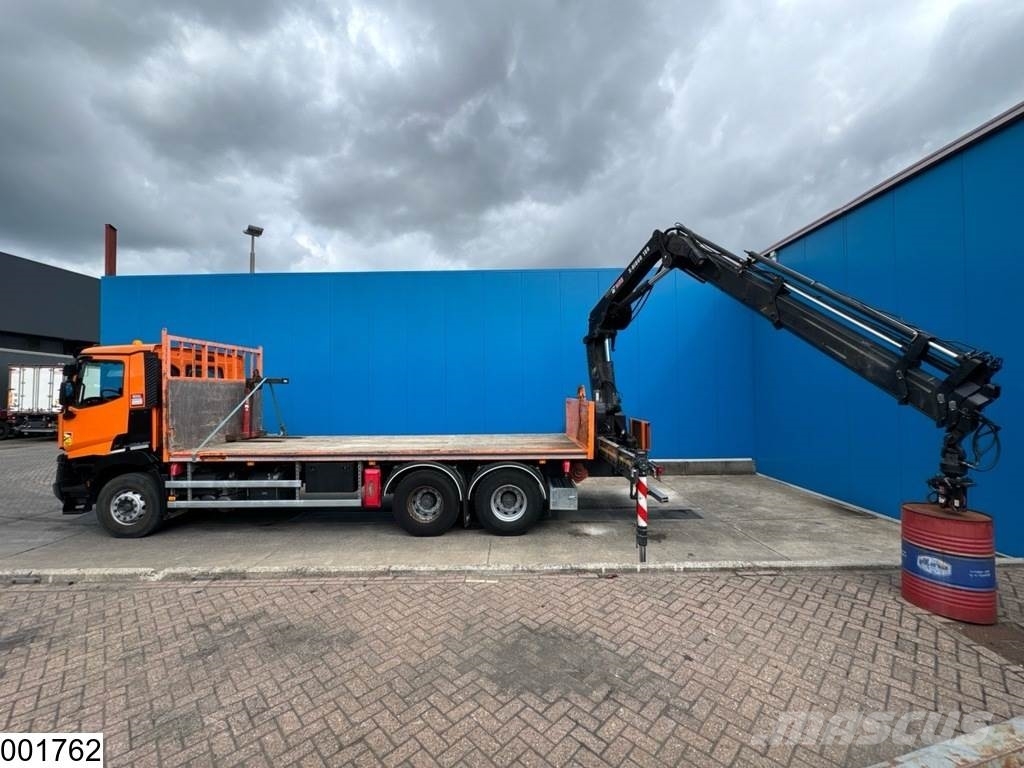 Renault C 380 6X4, EURO 6, HIAB, Remote, Steel suspension Lastbil med lad/Flatbed