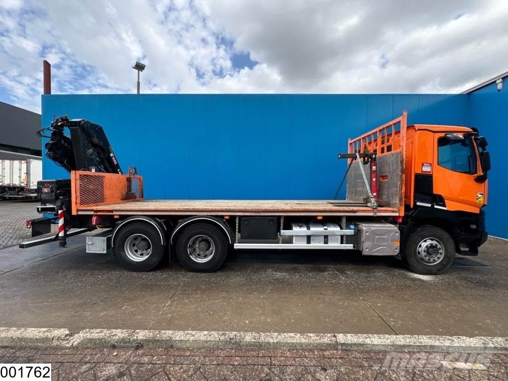 Renault C 380 6X4, EURO 6, HIAB, Remote, Steel suspension Lastbil med lad/Flatbed