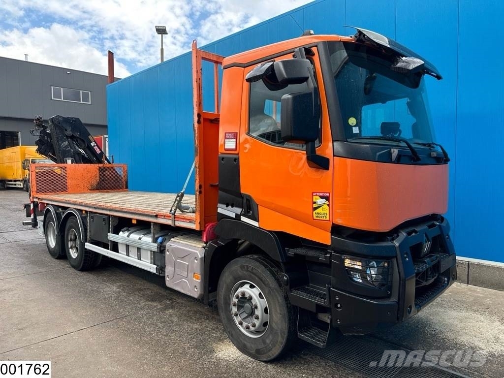 Renault C 380 6X4, EURO 6, HIAB, Remote, Steel suspension Lastbil med lad/Flatbed