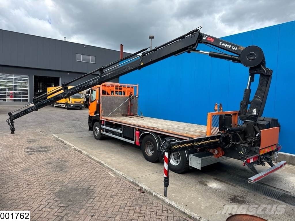 Renault C 380 6X4, EURO 6, HIAB, Remote, Steel suspension Lastbil med lad/Flatbed