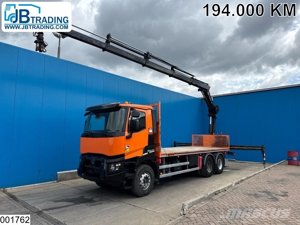 Renault C 380 6X4, EURO 6, HIAB, Remote, Steel suspension Camiones plataforma