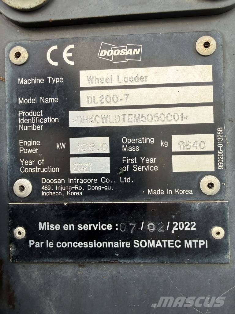 Doosan DL 200-7 //BJ. 2021/7460H/ZSA/Hochkippschaufel Radlader