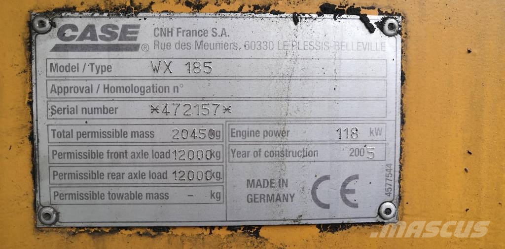 CASE WX 185 Spare Parts genuine Excavadoras de ruedas