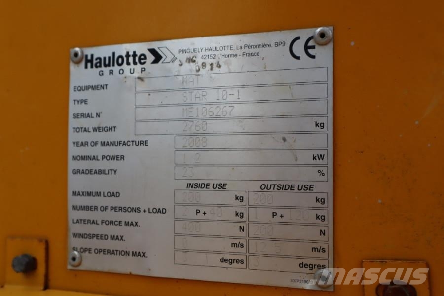 Haulotte STAR 10 As-Is, Electric, 10m Working Height, 3m Re Kuukulkijat