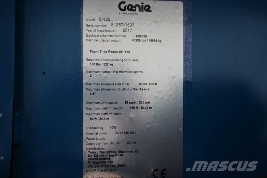 Genie S125 Valid inspection, *Guarantee! Diesel, 4x4x4 D Teleskooppipuominostimet