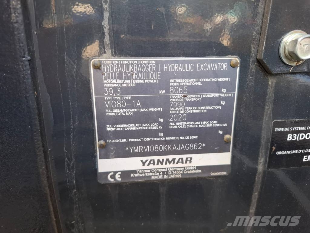 Yanmar Vio 80-1A حفارات وسط 7 طن - 12 طن
