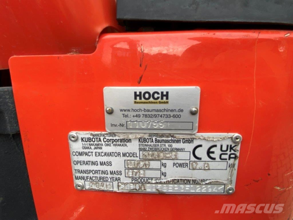 Kubota K008-5 VHG Verstell-Fahrwerk Micro Bagger U10 Mini ekskavatörler, 7 tona dek