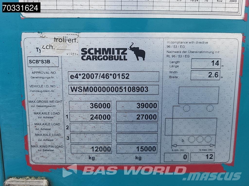 Schmitz Cargobull SCB*S3B Tailgate Lift Axle 250x270cm Semirremolques isotermos/frigoríficos