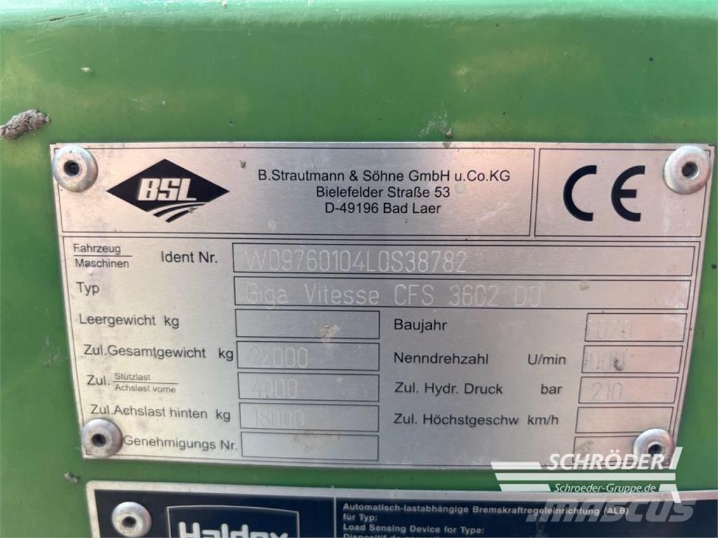 Strautmann GIGA VITESSE CFS 3602 DO Kendi yükler römorklar