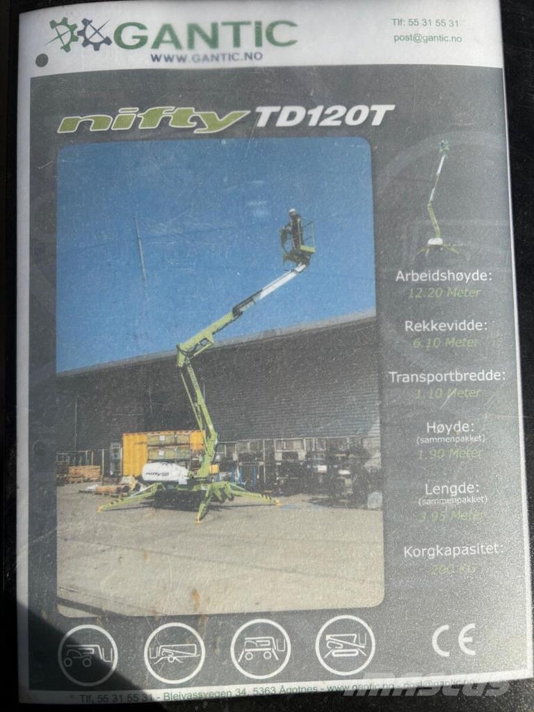 Niftylift TD 120 TDAC + Trailer Knikarmhoogwerkers