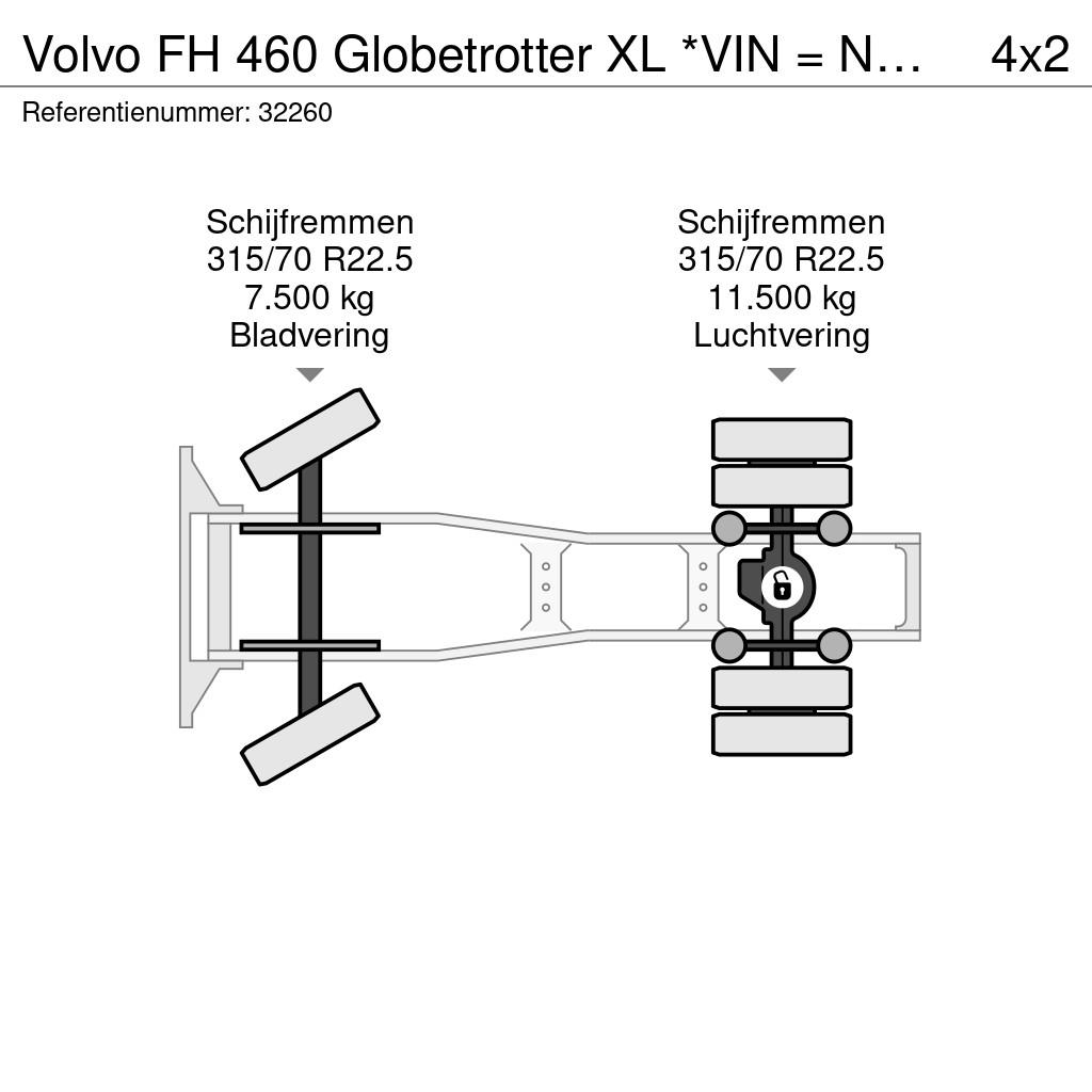 Volvo FH 460 Globetrotter XL *VIN = NB* 2 Tank Tegljači
