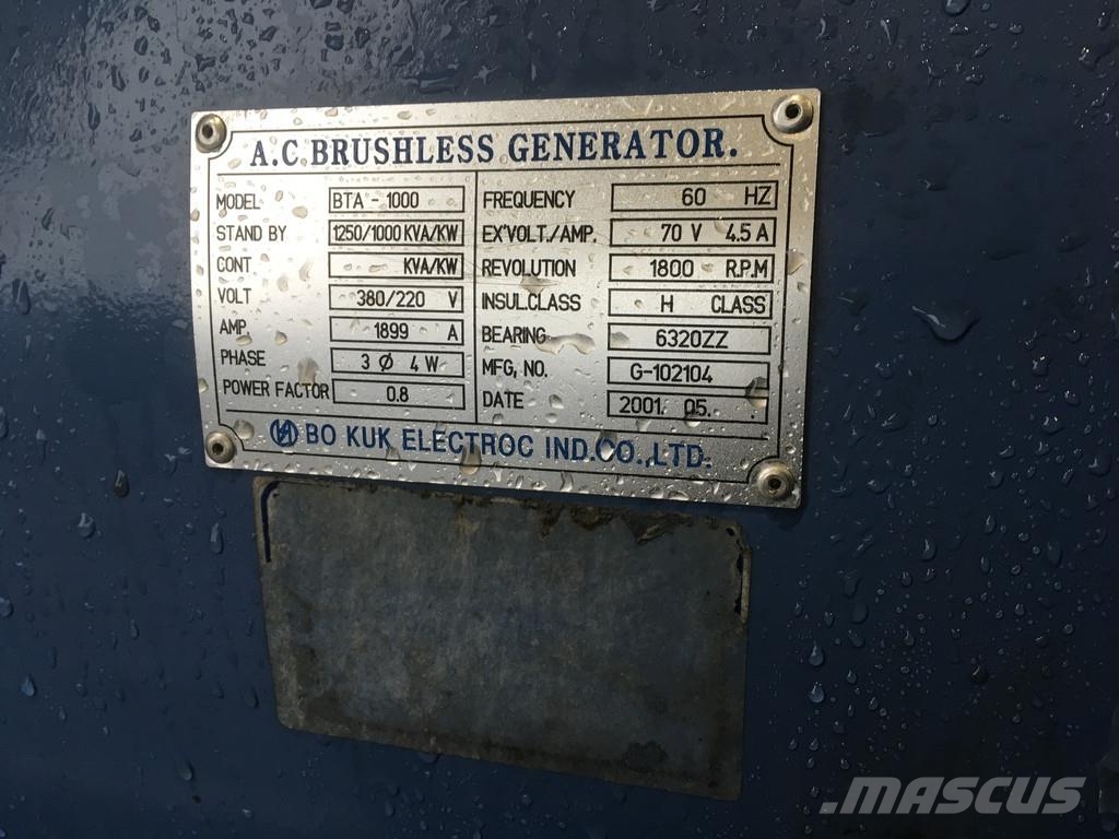 MTU 16V2000 GENERATOR 1250KVA USED Autres générateurs