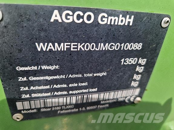 Fendt Slicer 3160 TLX KC Λοιπός εξοπλισμός συγκομιδής χορτονομής