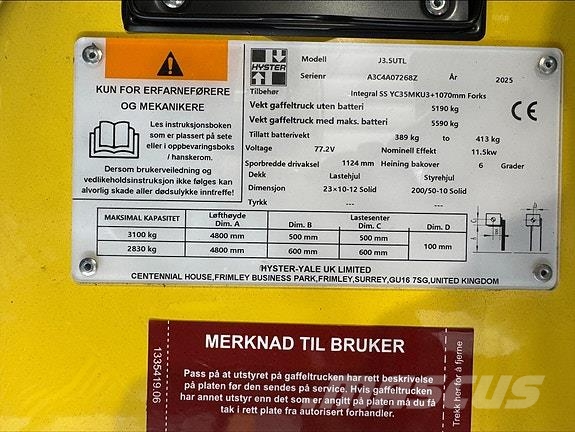 Hyster J3,5UT ECONOMY 68905 Sonstige Baumaschinen