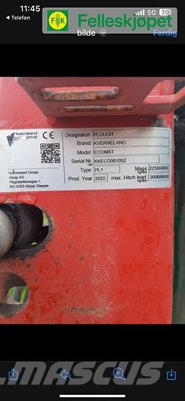 Kverneland Ecomat 8 skjærs Další stroje na zpracování půdy a příslušenství