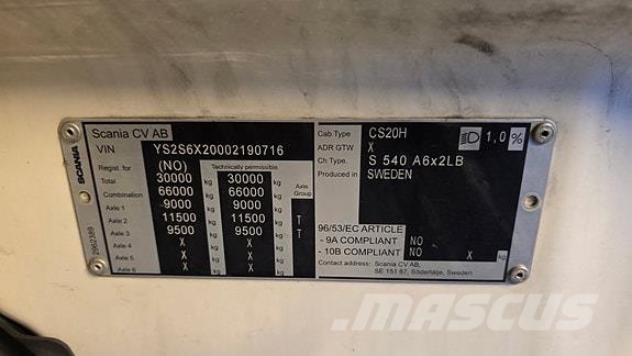 Scania S540A6x2LB Cabezas tractoras