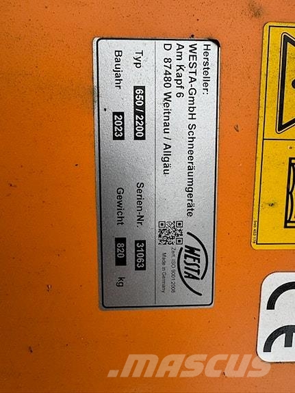 Westa 650/2200 snøfres Snežne freze