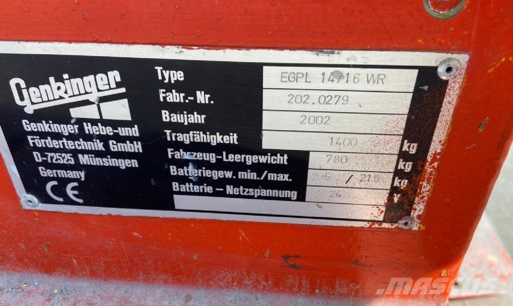 Genkinger EGPL 14/16WR Transpaleta manuala
