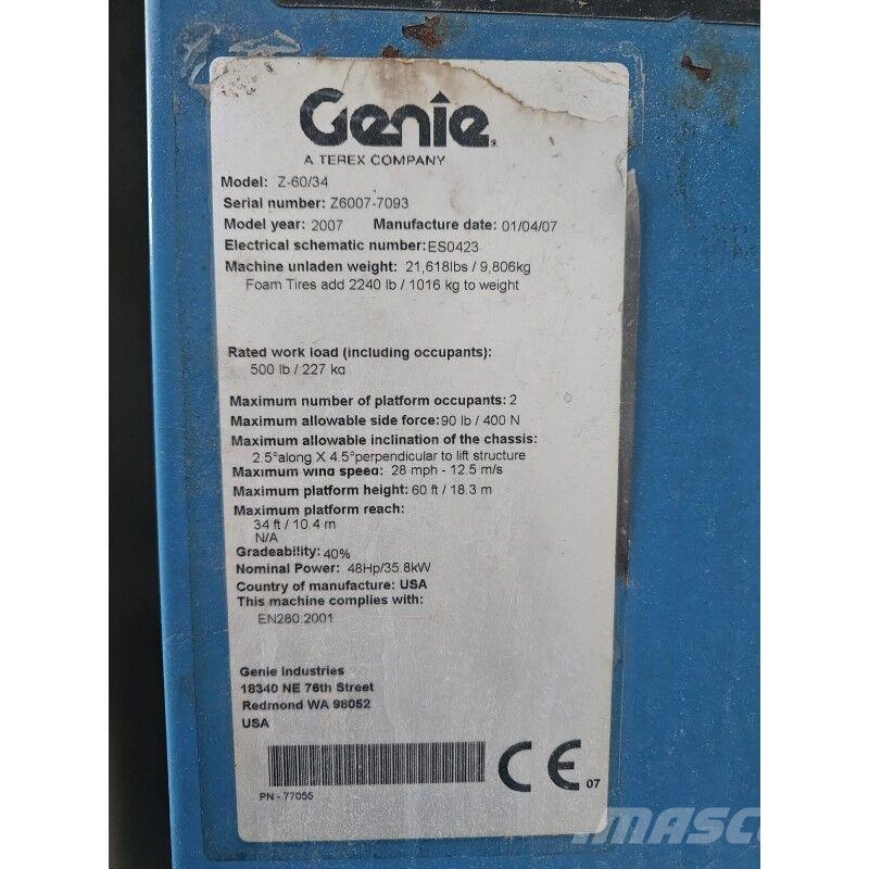 Genie Z60/34 Bomlifte med knækarm