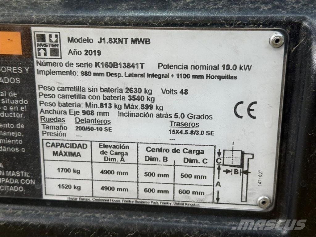 Hyster J1.8XNT MWB Kahveltõstukid - muud