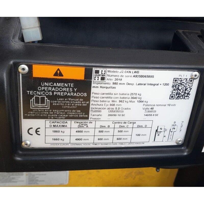 Hyster J2.0XN LWB Electric forklifts