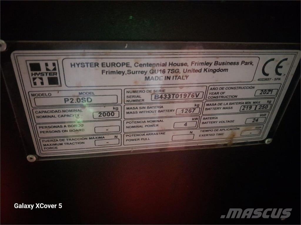 Hyster P2.0SD Kézi raklapemelők