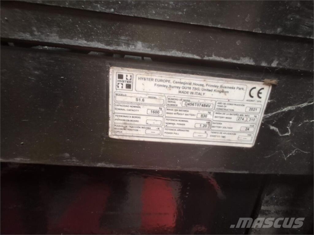 Hyster S1.6 Elektriskie palešu vilcēji