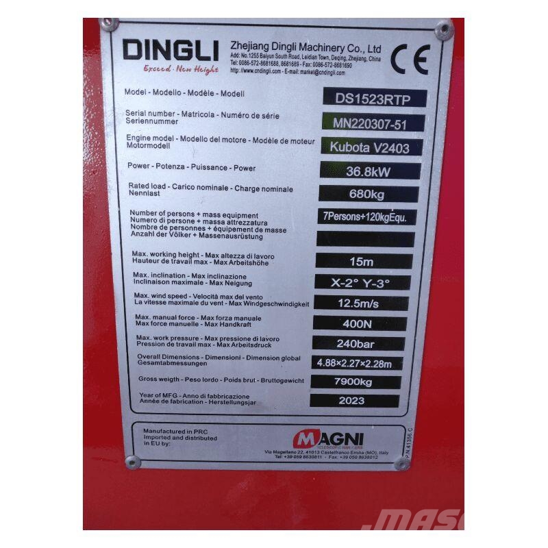 Magni DS1523RTP Ανυψωτήρες ψαλιδωτής άρθρωσης