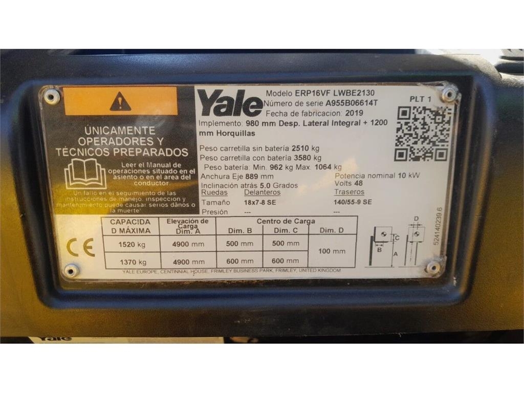Yale ERP 16 VF LWB Električni viličarji