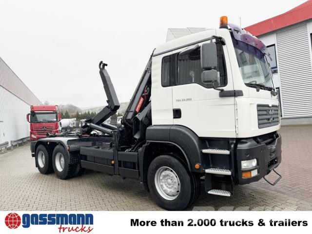 MAN TGA 33.350 6X4 BB mit Kran Hiab 166 E-3 HiDuo, 훅 리프트 트럭