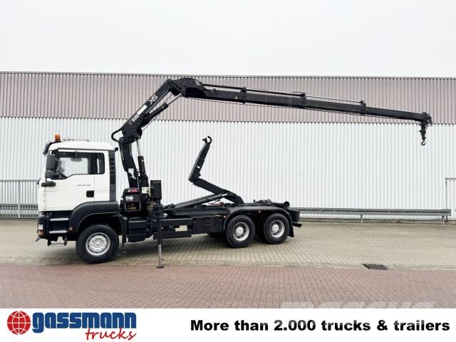 MAN TGA 33.350 6X4 BB mit Kran Hiab 166 E-3 HiDuo, 훅 리프트 트럭