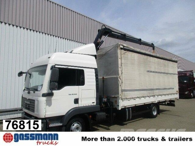MAN TGL 12.240BL 4x2, mit Kran Hiab 088 mit Funk Φορτηγά Kαρότσα με ανοιγόμενα πλαϊνά
